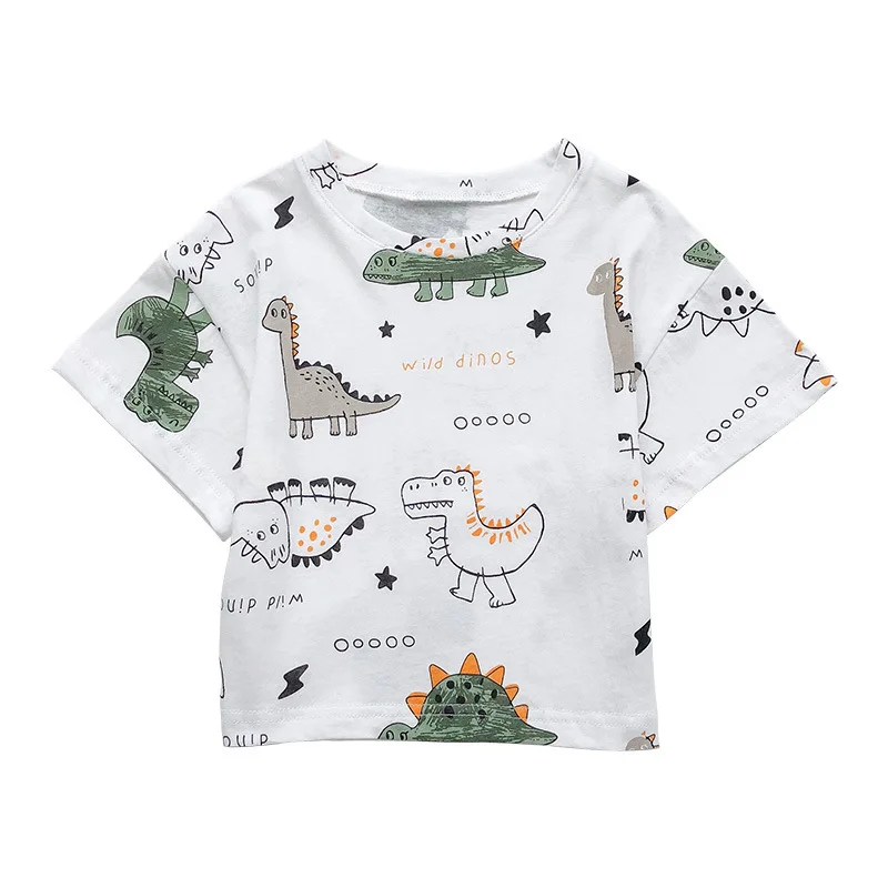 

WLG Boys Summer Tops Kids Cartoon Printed Short Sleeve White T Shirt Baby Boy Casual Clothes for 1-6 Years