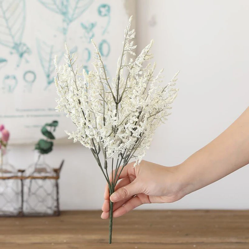 

1PC Valentine Grass Artificial Flower Head DIY Needlework Handmade Craft Supplies Fake Flowers for Wedding Home Party Decoration