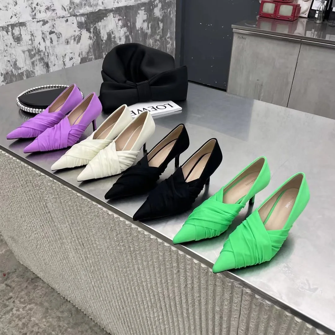 

Elegant Women Pumps Pointed Toe Elastic Comfortable Slip On Thin High Heels Women Office Pumps Party Nightclub Shoes Size 35-39