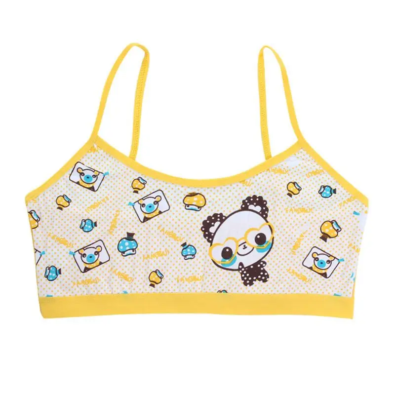 

2020 New Teenage Girls Training Bra Kids Underwear Cotton Cartoon Panda Small Young School Children Vest Bras Child Underclothes