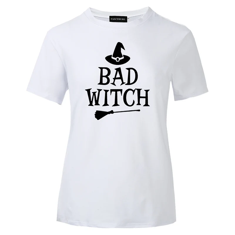 W21660WT Лучшие футболки «Друзья» BAD WITCH GOOD WITCH, топ с буквенным принтом, футболка Femme, повседневные женские лучшие друзья, топы на Хэллоуин, футболки - Цвет: W21660WT
