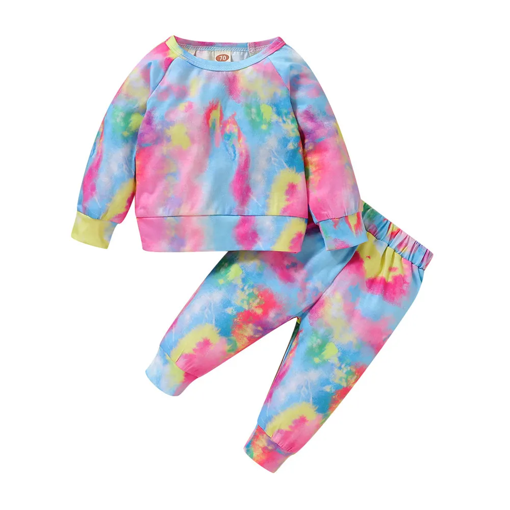 

0-2Y Fashion Toddler Newborn Baby Girls Clothes Tie Dye Print Top tshirts and Pants 2pcs Outfits Baby Tracksuit Set