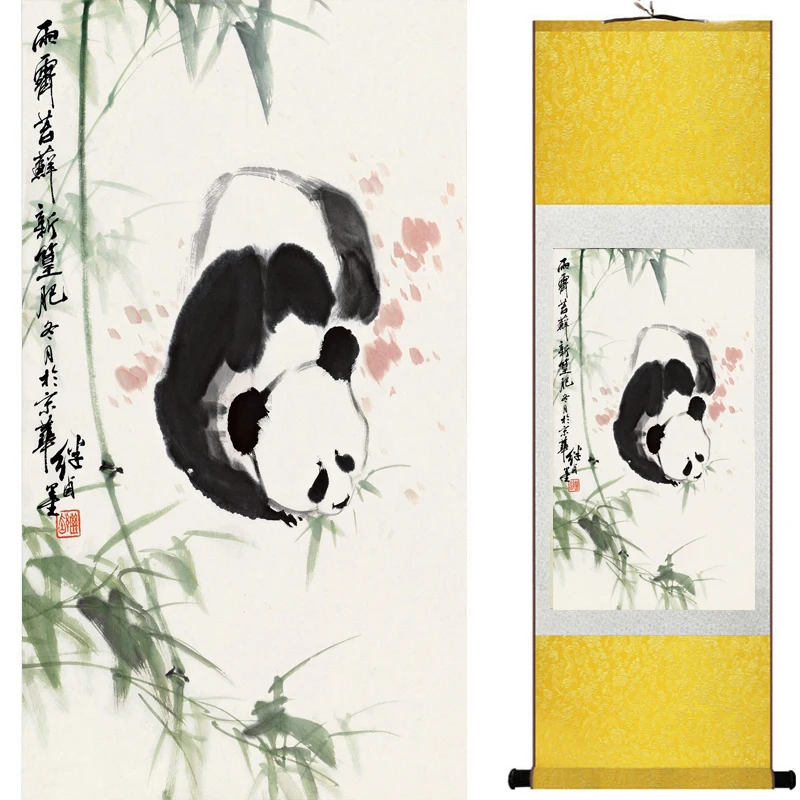 

Pandas painting traditional Chinese Art Painting silk scroll panda art painting panda pictures 82405