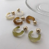 u magical statement irregular c shape resin hoop earring for women gold round bead metal multiple earring jewelry pendientes