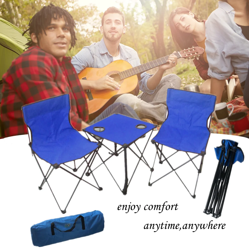

Tryhomy Foldable Picnic Table and Chair with Cup Holder Carry Bag Hiking Beach Camping 2 Person Portable Outdoor Table Chair Set