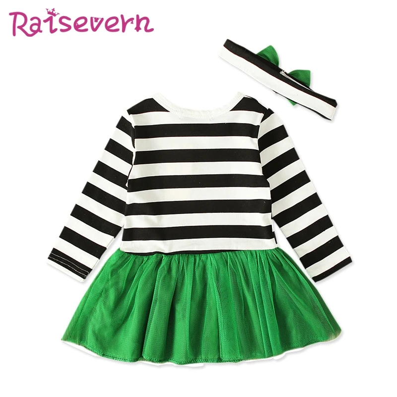 Raisvern Зеленый День Святого Патрика наряд детское кружевное платье комбинезон