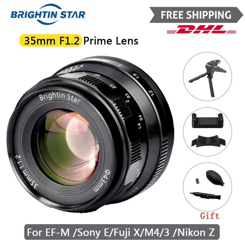 Brightin Star 35 мм F1.2 объектив основной ручной фокус Для беззеркальных камер Fujifilm Fuji X FX