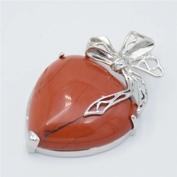 red jasper Новинка, романтическая бабочка, узел, сердце, ювелирное изделие, для влюбленных, натуральные аметисты, розовый, кварцовый кристалл, камень, инкрустированный цветок, ожерелье, подвеска - Окраска металла: red jasper