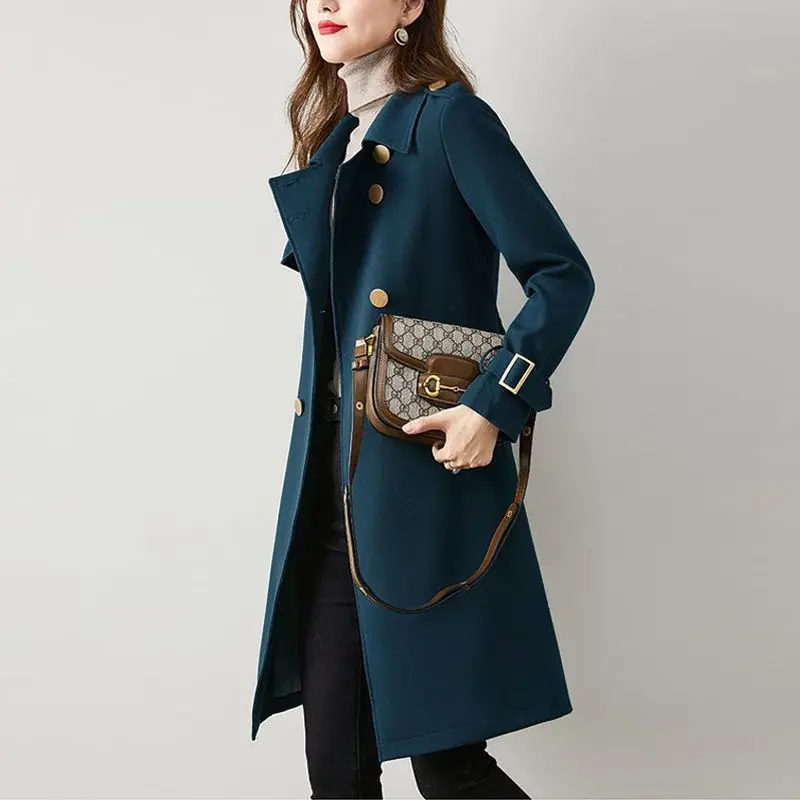 

Spring windbreaker women's mid long 2021 new fashion versatile slim high-end temperament women's coat