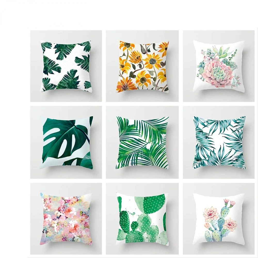 

New Tropical Plant Ins Fresh Super Soft Short Plush Pillowcase Cushion Cover Home Decoration Farmhouse