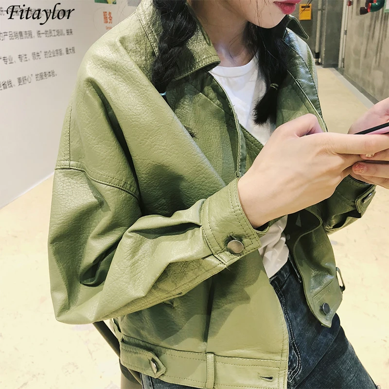 Fitaylor осенняя куртка из искусственной кожи с отложным воротником женские
