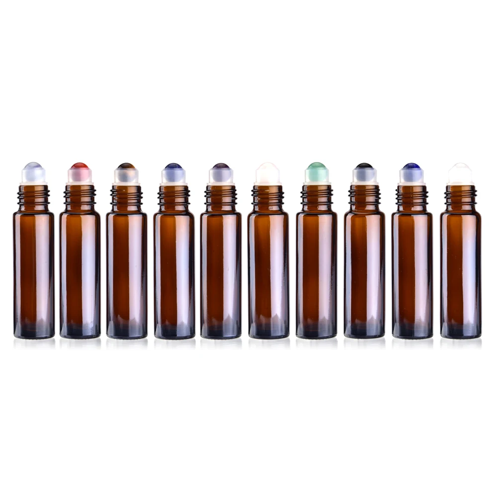 10 шт. портативный ролик из янтарного стекла роллер бутылочки для эфирного масла