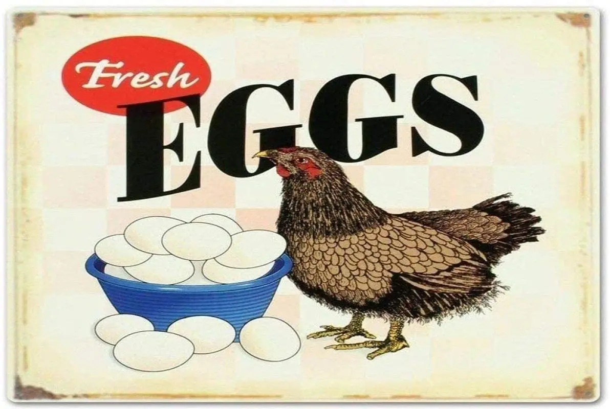

Tin Sign Farm Fresh Eggs Metal Tin Sign 12x8 Inch Home Kitchen Bar Pub Farm Wall Decor