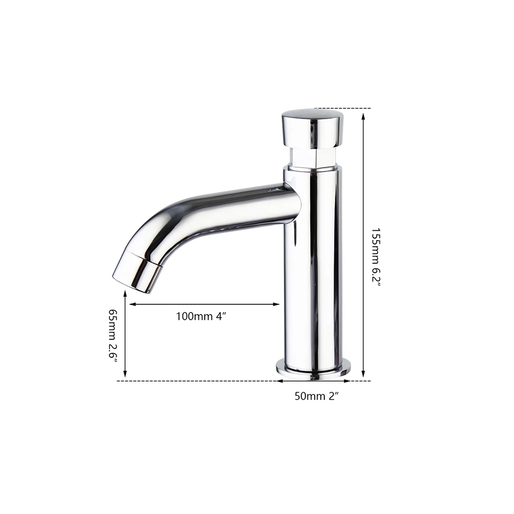 YANKSMART Luxury Chrome Polished Time Delay Faucet Basin Sink Deck Mounted Touch Press Auto Self Closing Only Cold Saving Tap |