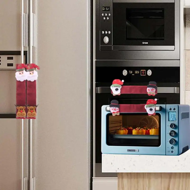 Protective Glove- 2019 Fridge Microwave Door Handle Cover Glove Cute Christmas Decoration for Home 4pcs/set 31*14cm |