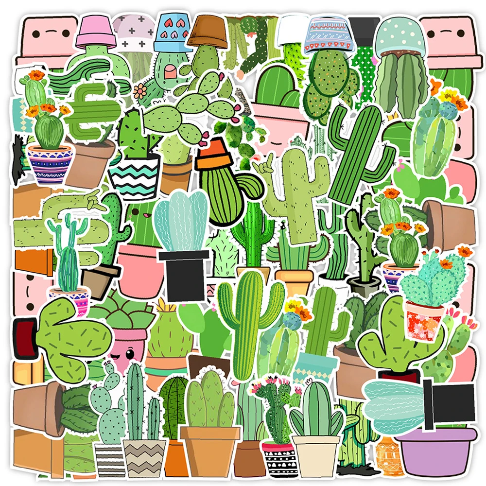 

10/30/50PCS Cactus Potted Plants Stickers Aesthetic Laptop Luggage Skateboard Waterproof Graffiti Decal Sticker Packs Kid Toy