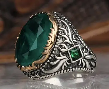 

Sterling Silver Ottoman Silver,Handmade Natural Stone (Paraiba Tourmaline) 925k Made in Turkey Outstanding Gift