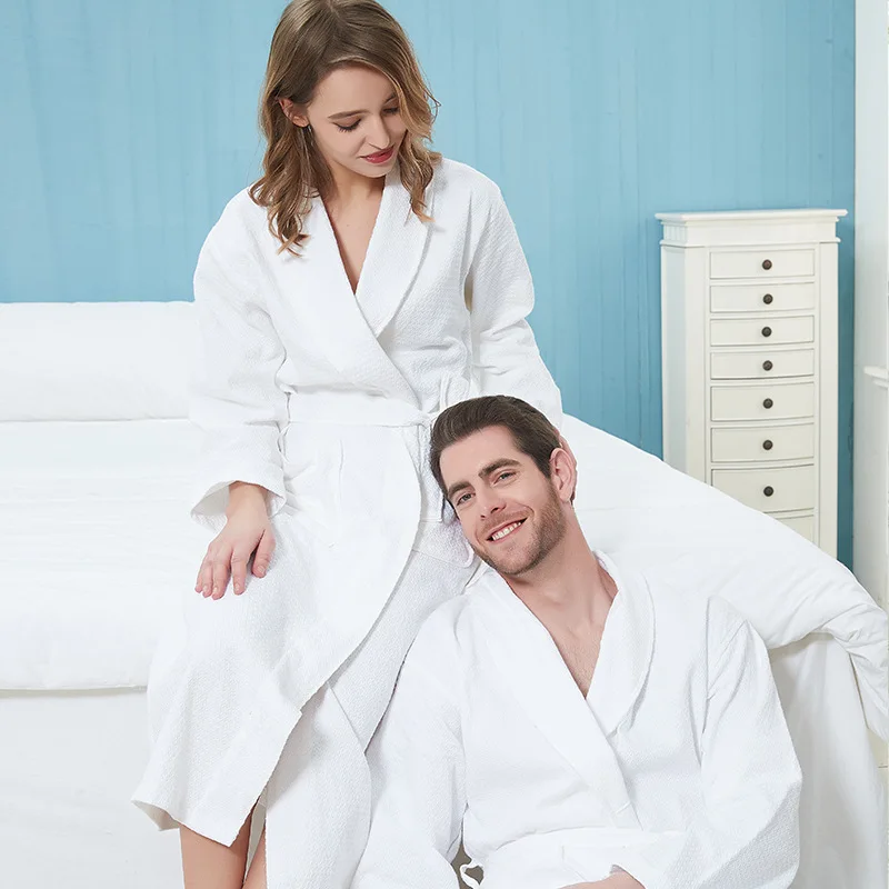 Халат вафельный из тонкого хлопка для мужчин и женщин банный халат дома