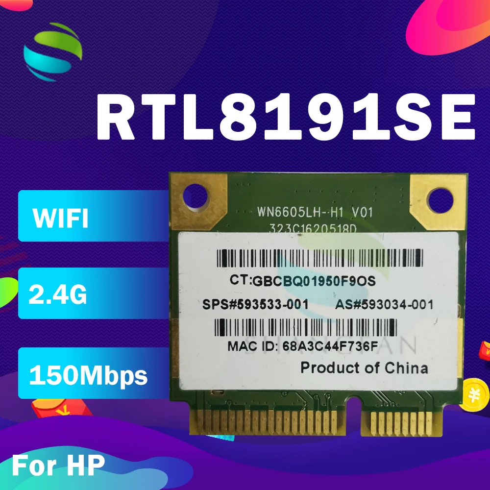 Realtek RTL8191SE RTL8191 Half Mini PCIe беспроводная Wi Fi WLAN карта SPS:593533 001 для HP CQ42 G42 G62 G72 4520S|wifi wlan
