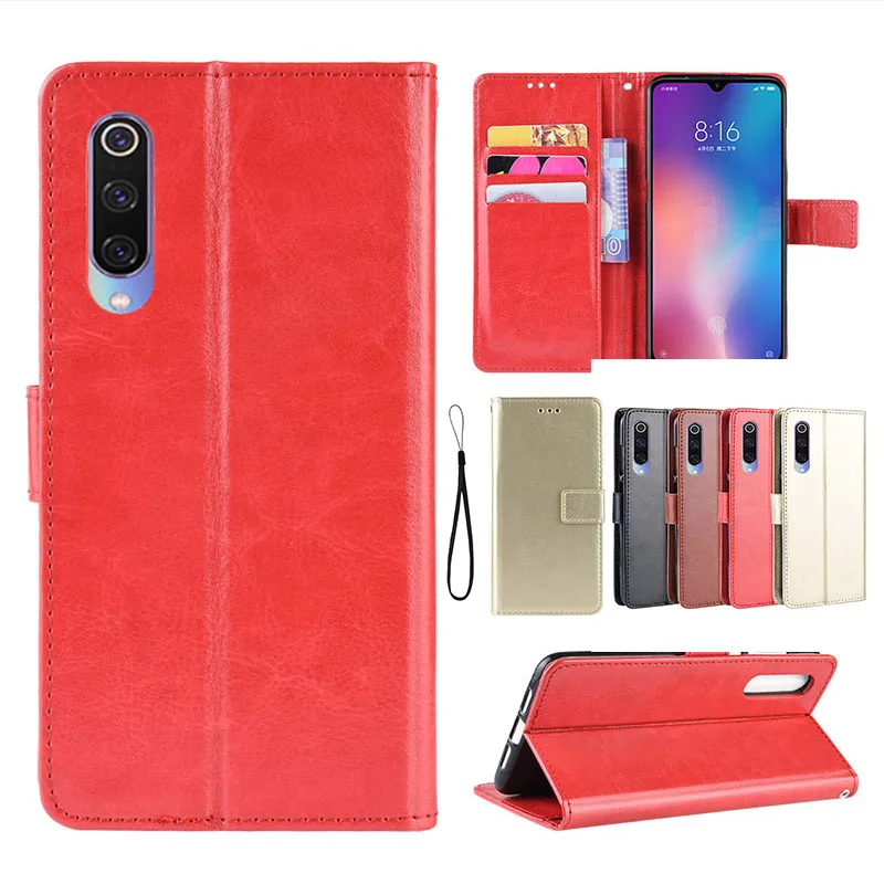 Leather case Phone Accessories Phone Flip Case for mi 8 9 Mobile Cover Anti-fall Card Kickstand