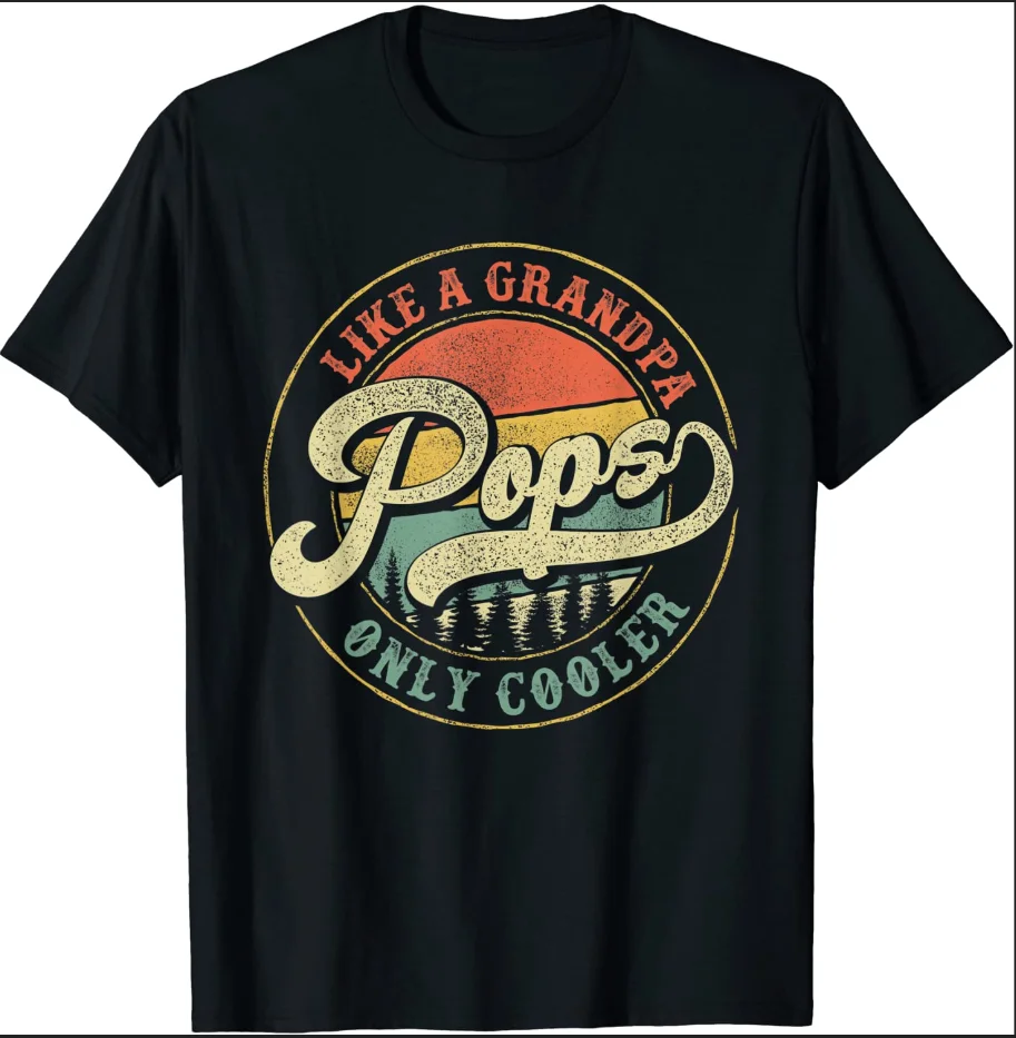 

Mens Pops Like a Grandpa Only Cooler Vintage Retro Pops Dad T-Shirt Gift For Dad