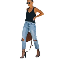 ripped jeans for women straight leg high waist dneim pants high streetwear office lady baggy jeans fashion hole ladies trousers