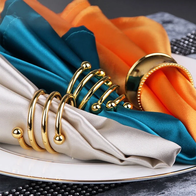 Золотые и серебряные кольца для салфеток пряжки свадебного торжества украшения