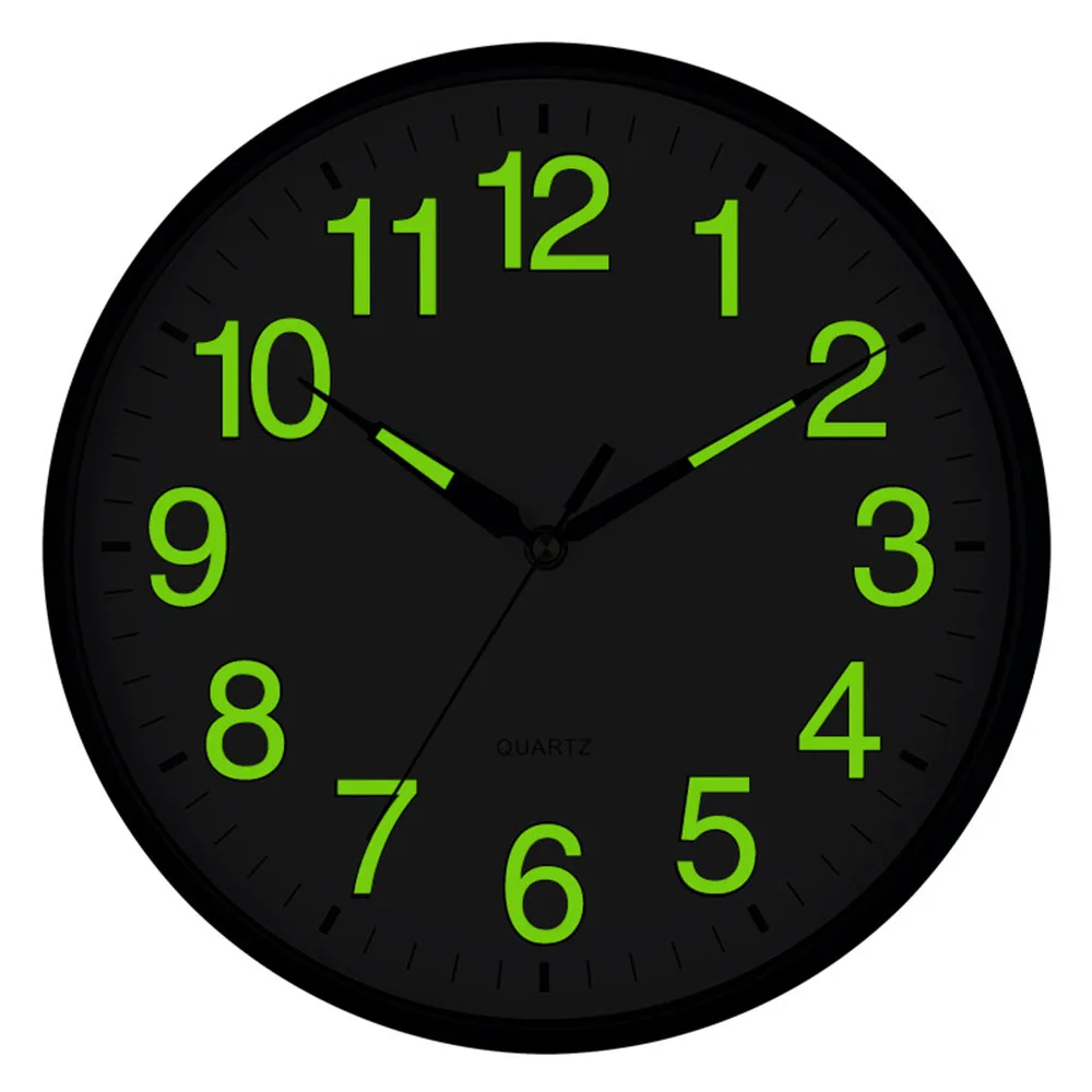 

Nordic New Round 12-Inch Luminous Plastic Silent Wall Clock Creative Fashion Living Room Digital Scale Clock