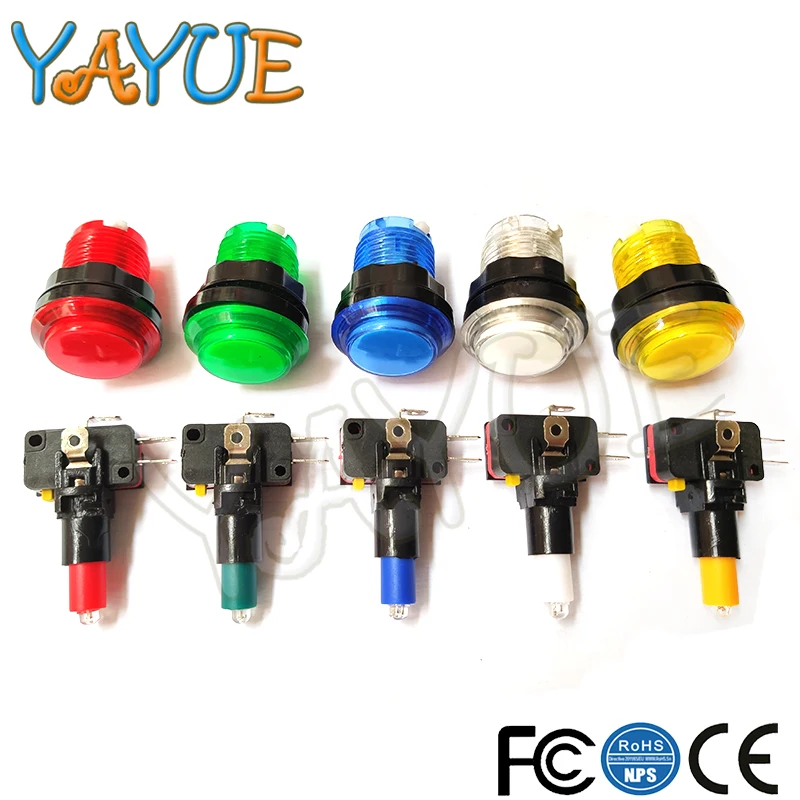 1 шт. светодиодный аркадная Кнопка прозрачные подсвеченные кнопки с