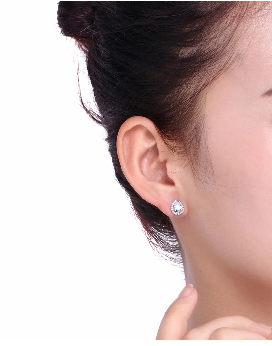 

Fashion Classic Sliver Color Water Drop Shaped Zircon Stud Earring Wedding Earrings For Women Jewelry Gift Christmas Earrings