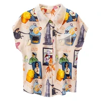 bat sleeve floral small shirt women summer 2021 loose printed chiffon shirt blouse blouse chiffon summer tees