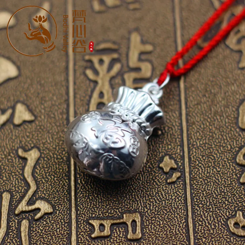 

Bodhi Valley Necklace Suspension Butterfly Necklace S990 Sterling Children's Lucky Bag Pendant Lock Bag Necklace