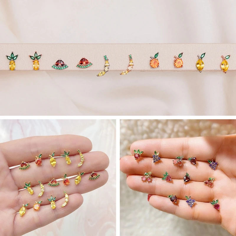 

2021 Cute Lovely Fruite Cherry Trendy Multi-color Enamel Small Stud Earrings For Kids Girl Birthday Gift