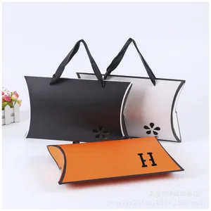 10 шт. большая бумажная коробка в форме подушки крафт-бумажный мешок с ручкой полый подарок упаковочная коробка шарфподарок большая коробка для подушки