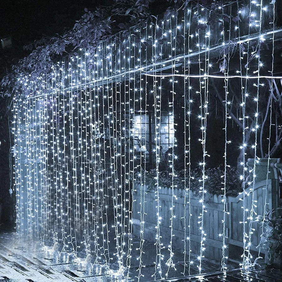 

6X1M 6X5M 8X3M 10X1M 10X5M Christmas Window Curtain String Light Outdoor Icicle Light Holiday Party Backdrop Wall Fairy Light