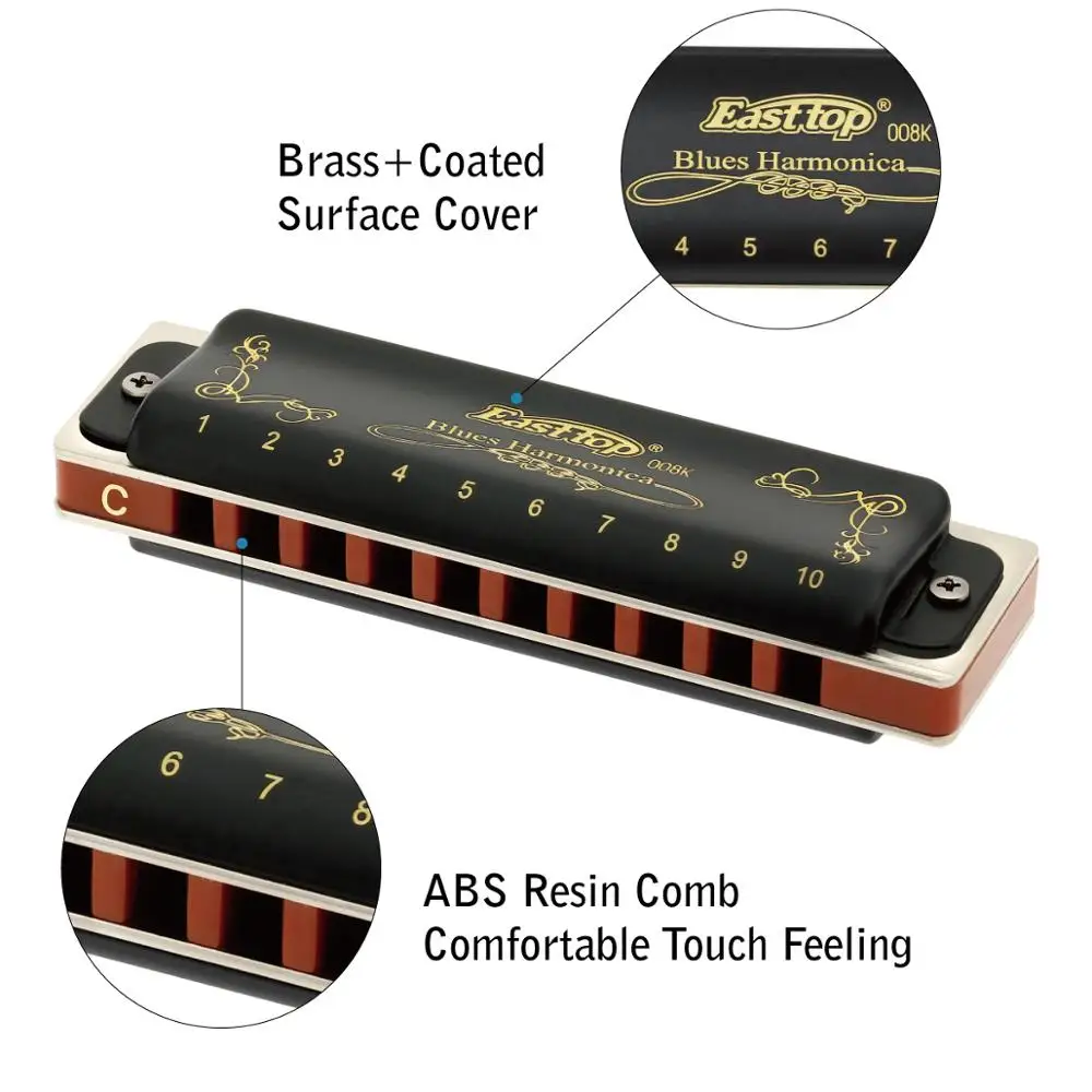 East top mouth organ 10 отверстий профессиональная блюзовая диатоническая Губная гармошка