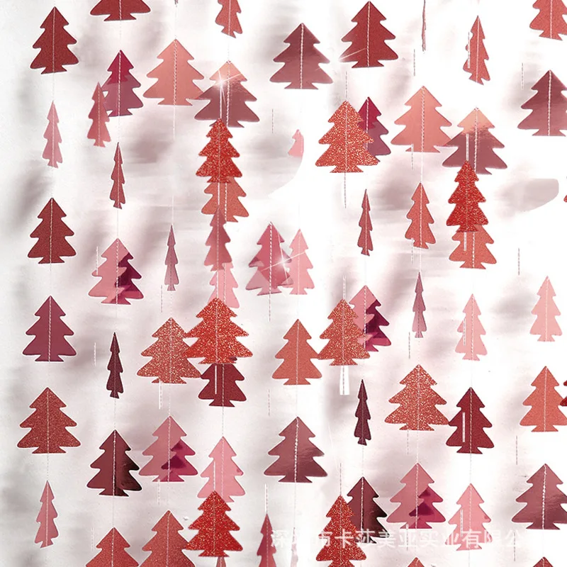 

4M Paper Garland Rose Gold Tree Shape Bunting Banners Christmas Tree Hanging Decoration for Xmas Home Room Decor Party Supplies