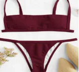 

Bikini Women's Solid Strap Bra Sexy Bikini Split Swimsuit