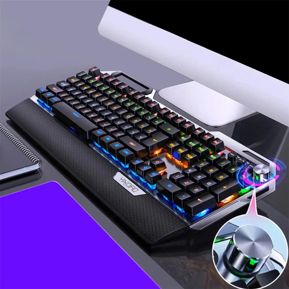 mechanical gaming keyboard104 key rgb led backlit computer keyboard black blue switch suitable for lol pc gamerswindows game free global shipping