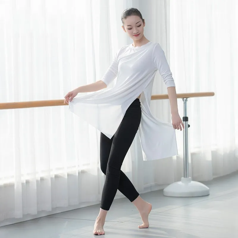 Женская блузка с рукавом 3/4 для современных танцев платье тренировок и йоги