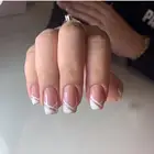 Наклонный Французский Простой дизайн ногтей готовый искусственный ногтей патч французский съемный патч для ногтей