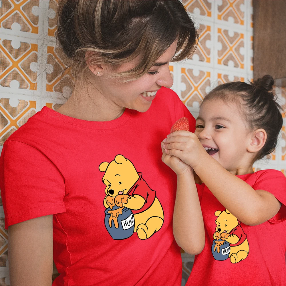 

Модная женская футболка Winnie Eeyore креативный семейный образ мама и дочь Mujer горячая Распродажа Современная футболка Disney Прямая поставка