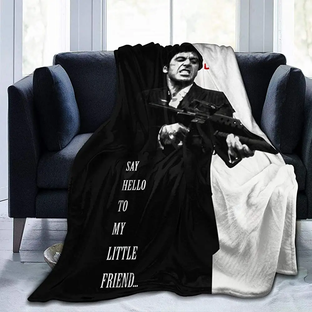 

CaryJShelby Scarface Blanket Throw Size Ultra Soft Flannel Fleece All Season Light Weight Living Room/Bedroom Warm Blanket