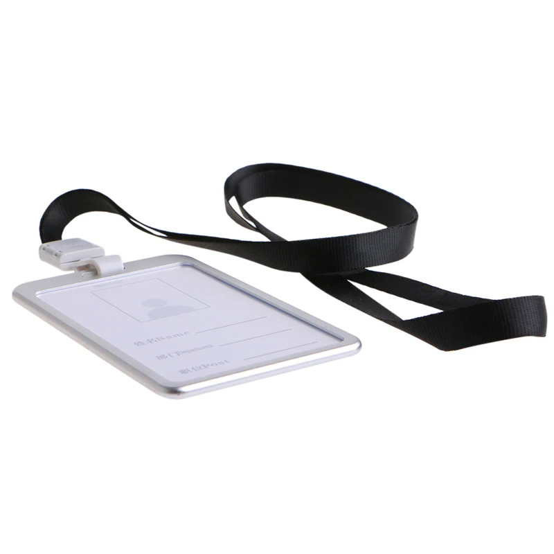 

Aluminum Alloy ID Credit Card Badge Holder Cover With Neck Nylon Lanyard Strap
