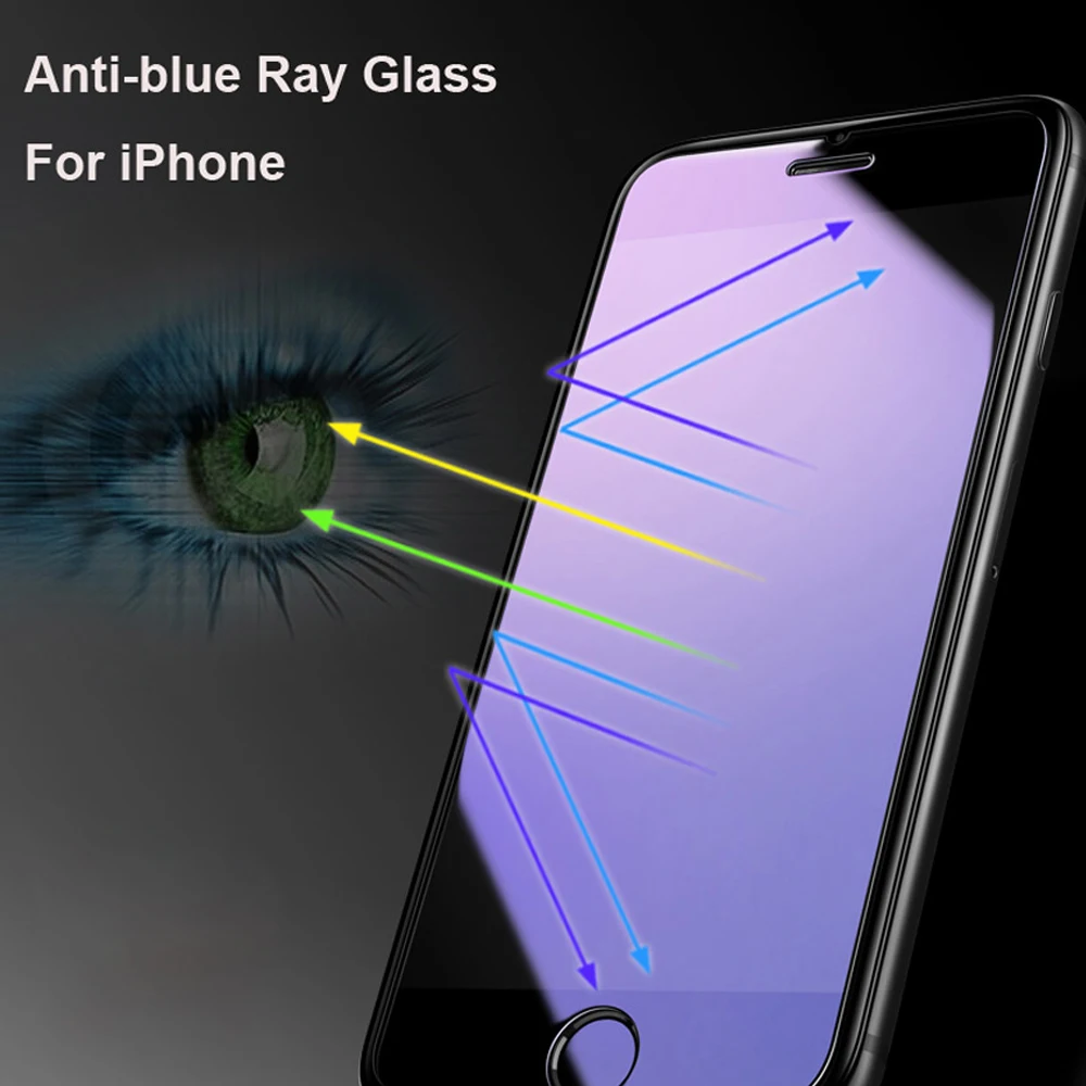 

Anti Blue Light for iphone 5 6 6S 7 8 plus tempered glass for iphone 11 pro X XR XS MAX phone screen protector protective film