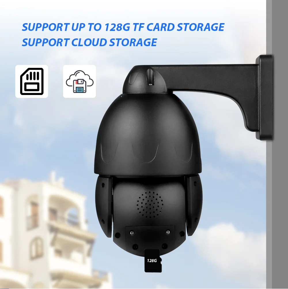 Дешево 4K 8MP 30X ZOOM наружный купол 5MP 48В POE PTZ двухстороннее аудио TF слот для карты H.265 охранное Видеонаблюдение IP камера