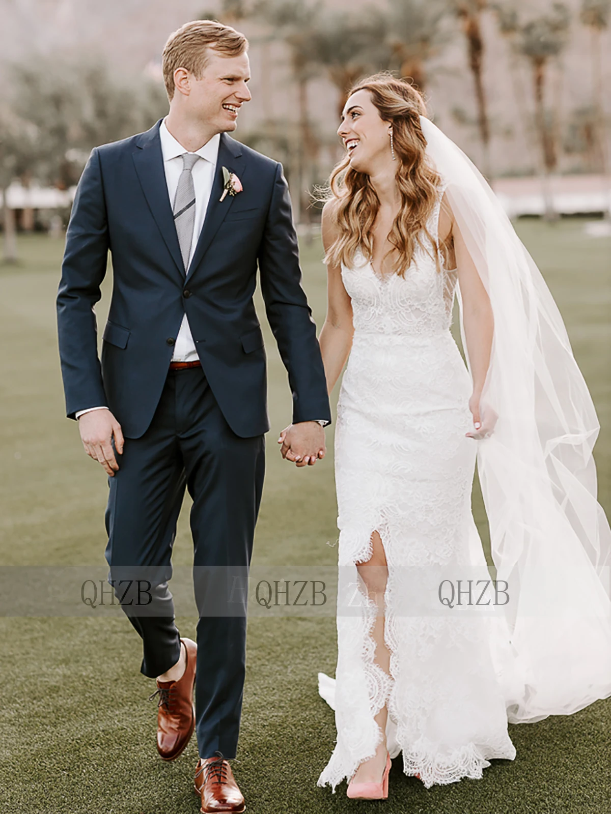 

142 Fashion Ivory V-Neck Sheath Floor-Length Lace Long Bridal Wedding Dresses/Rural Women Gowns 2021 2020 Backless Free Shipping