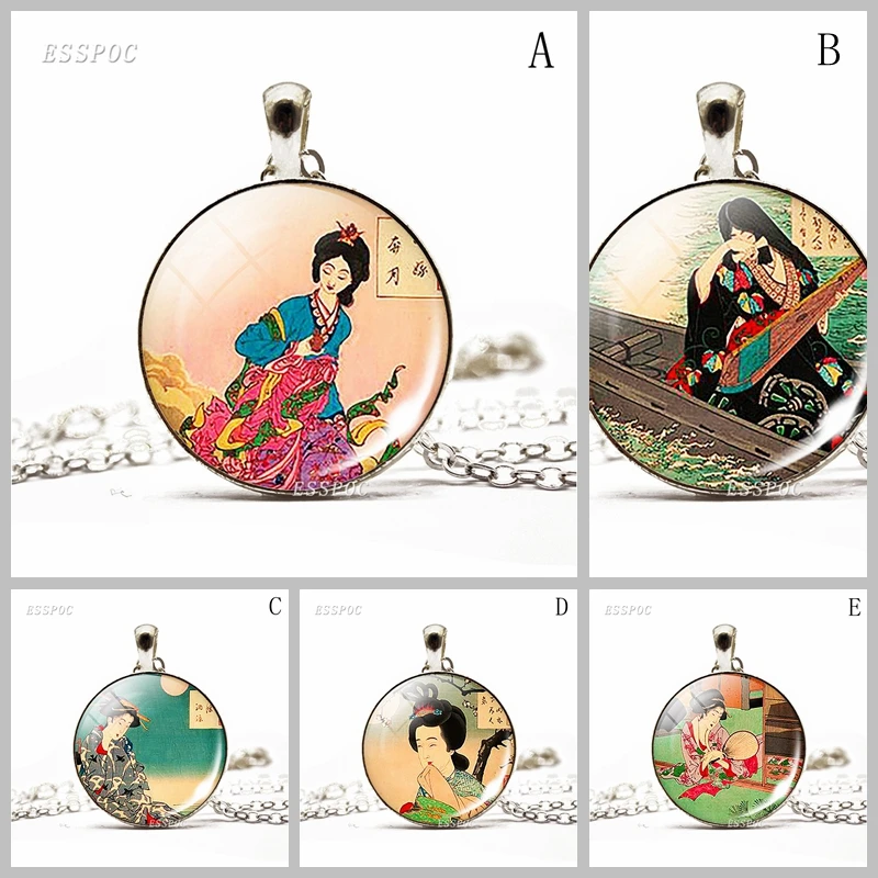 Японский кулон для фотосъемки с изображением гейши ожерелье из японского