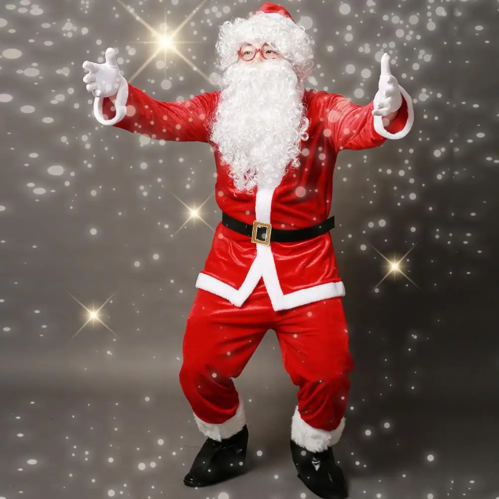 10 шт. костюм Санта-Клауса для взрослых плюшевый папы костюмы косплея