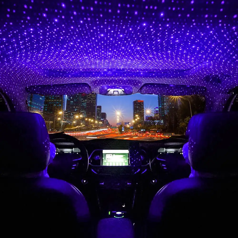 

LED USB Car Roof Star Plug Play Car Home Ceiling Romantic USB Night Light Starry Sky Purple Blue Decor Multiple Lighting Effects